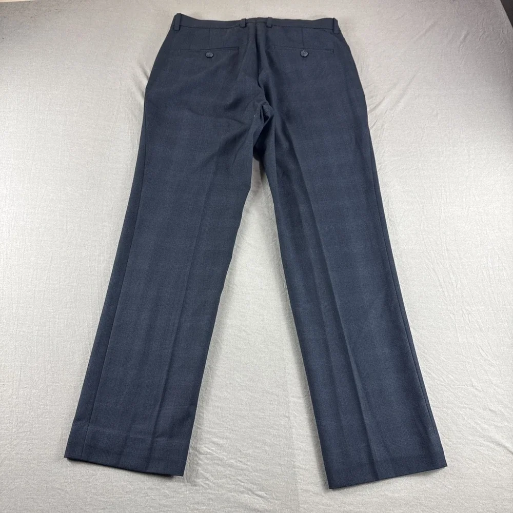 Kenneth Cole Reaction Dress Pants Mens 30x30 Blue Check Chinos Slacks Preppy